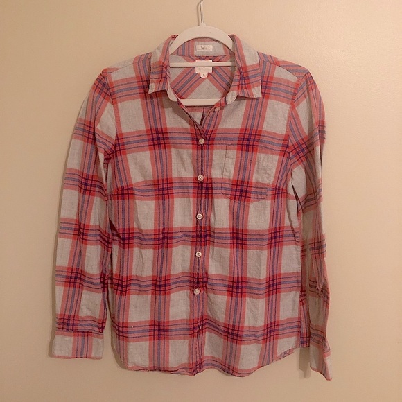 J Crew Factory Boy Fit Plaid Flannel - Picture 1 of 3